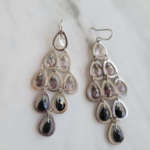 Black gray stone earrings